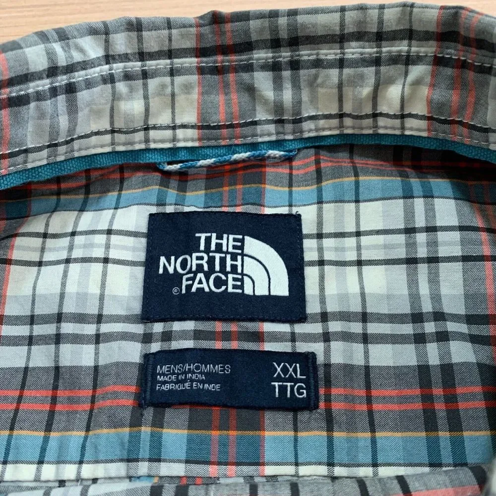 The North Face Hammets Button‎ Up Shirt Mens XXL Plaid Gray Blue Red